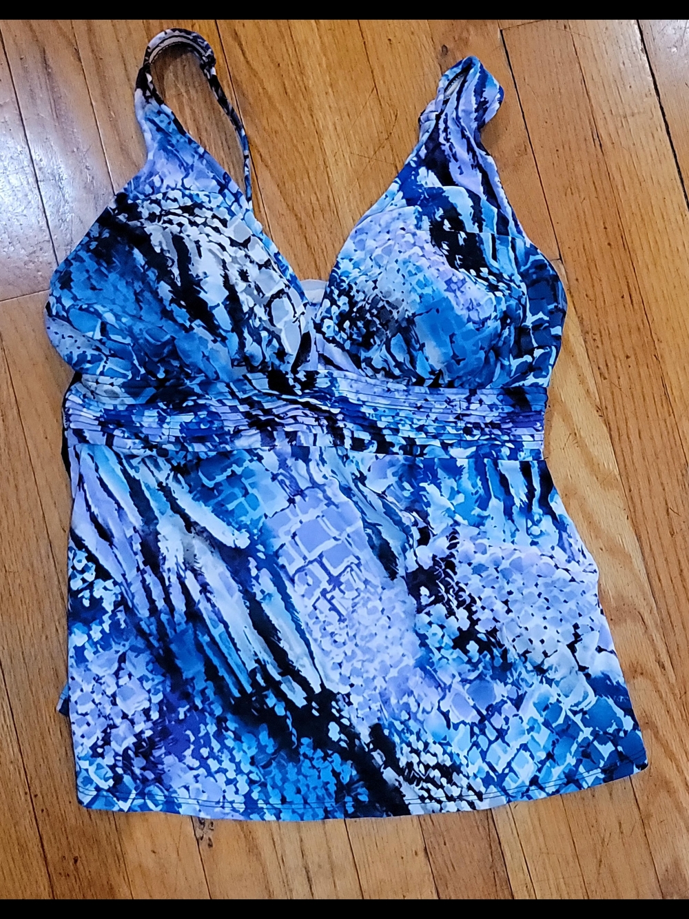 Source Unknown Blue Multi-Print V-Neck Swim Camisole